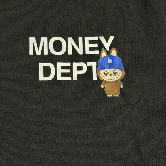 MONEY DEPT Los Angeles Monster LA Dodgers Blue Hat T-Shirt Black Medium - Picture 3 of 5